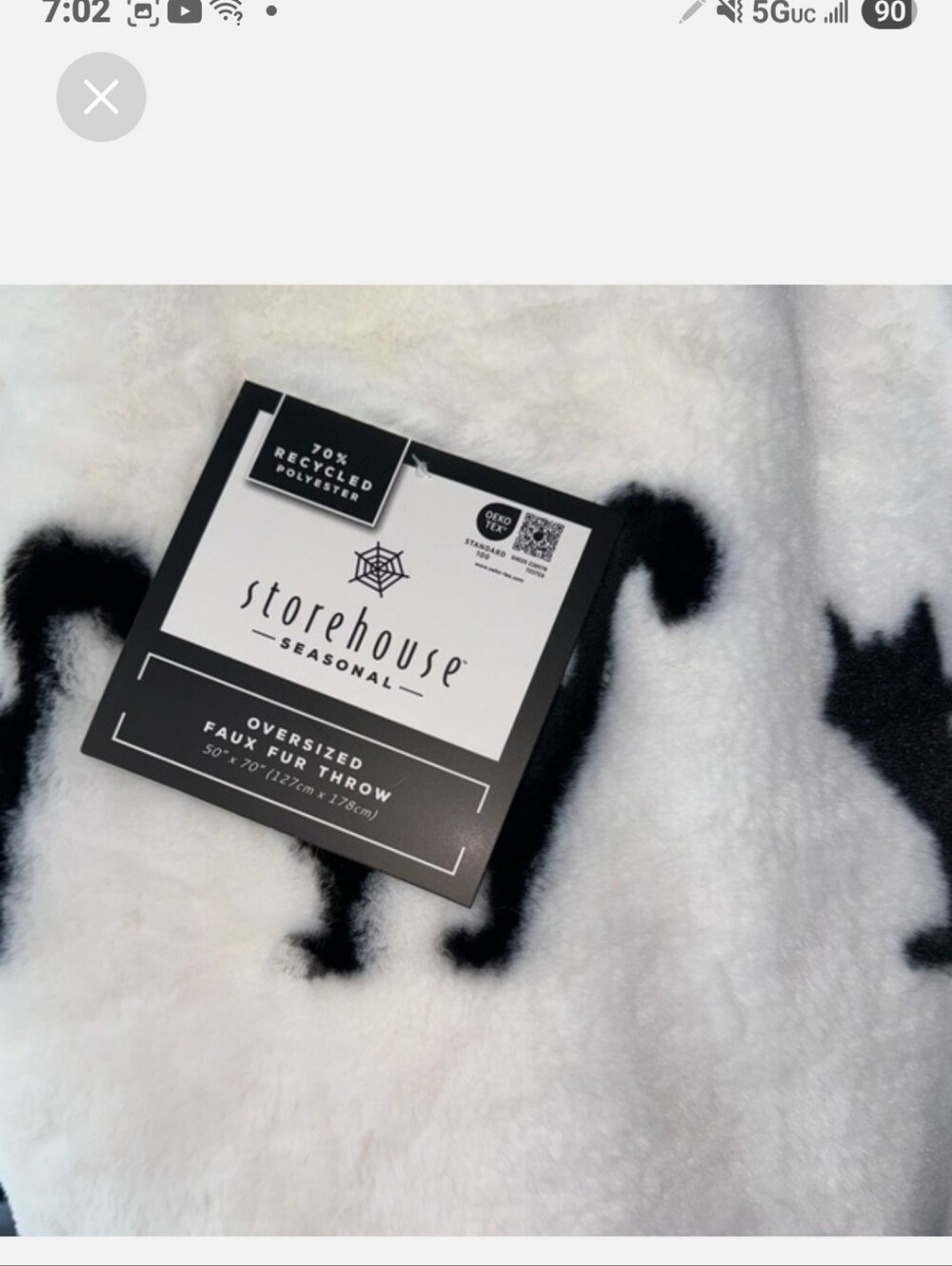 ✨️NWT Storehouse Halloween Scaredy Cat 🐈‍⬛️Faux Fur Soft Throw - Picture 2 of 5